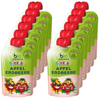 biozentrale BioKids Fruchtmus Apfel Erdbeere VPE (12x90g Packung)