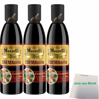 Mazzetti Cremaceto Classico 3er Pack (3x250ml Flasche) + usy Block