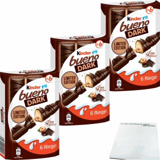 Kinder bueno DARK Limited Edition 3er Pack (3x 6 Riegel, 129g Packung) + usy Block