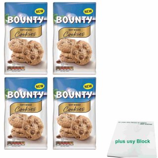 Bounty Soft Baked Cookies weiche Kekse 4er Pack (4x180g Packung) + usy Block