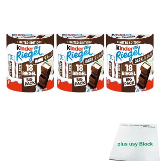 Kinder Riegel Dark & Mild 3er Pack (3x 18 Riegel 378g Packung) + usy Block