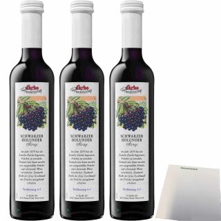 Darbo Fruchtsirup Schwarzer Holunder 3er Pack (3x0,5l Flasche) + usy Block
