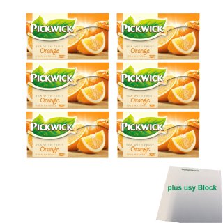 Pickwick Tea with fruit Orange 100% natural 6er Pack (6x 20x1,5g) + usy Block