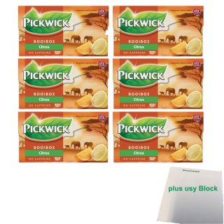 Pickwick Tea Rooibos Citrus no caffeine 6er Pack (6x 20x1,5g Teebeutel) + usy Block