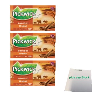 Pickwick Rooibos Original Blend Rotbusch Tee 3er Pack (3x 20x1,5g Teebeutel) + usy Block