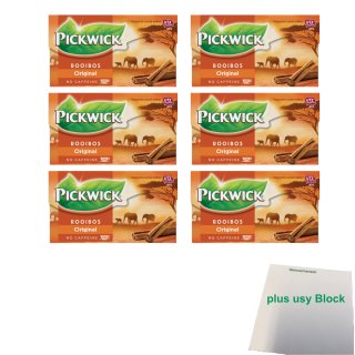 Pickwick Rooibos Original Blend Rotbusch Tee 6er Pack (6x 20x1,5g Teebeutel) + usy Block