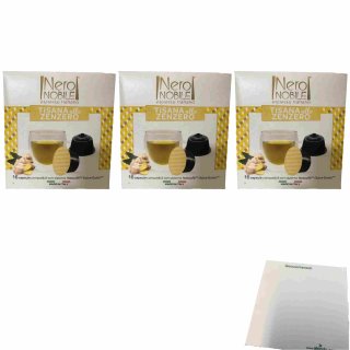 Nero Nobile Ingwer Kräuter Tee Teekapseln passend für Nescafe Dolce Gusto 3er Pack (3x40g Packung) + usy Block