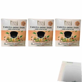 Nero Nobile schwarzer Tee Pfirsich Ginseng Ingwer passend für Nescafe Dolce Gusto 3er Pack (3x256g Packung) + usy Block