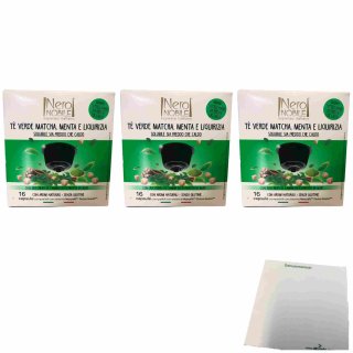 Nero Nobile grüner Tee Matcha Minze Lakritz passend für Nescafe Dolce Gusto 3er Pack (3x256g Packung) + usy Block