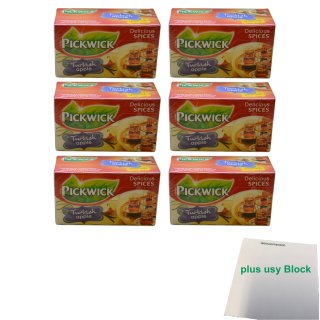 Pickwick Turkish Apple Türkischer Apfeltee 6er Pack (6x 20x1,5g Teebeutel) + usy Block