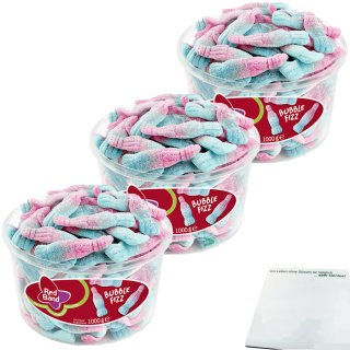 Red Band Bubble Fizz Fruchtgummi Sauer 3er Pack (3x1000g Dose) + usy Block