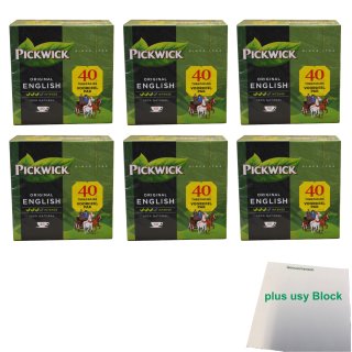 Pickwick Original English Intense Vorteilspackung 6er Pack (6x 40x2g Teebeutel) + usy Block