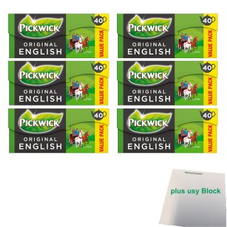 Pickwick Original English Intense Vorteilspackung 6er Pack (6x 40x4g Teebeutel) + usy Block