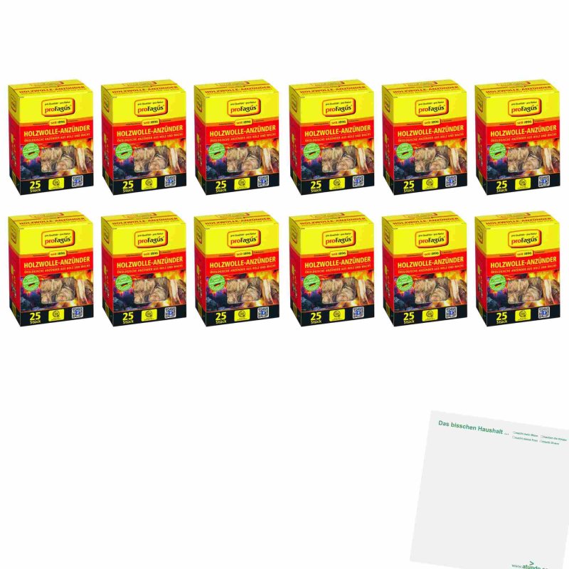 proFagus Holzwolle Kamin- & Grillanznder 12er Pack (12x25St Packung)