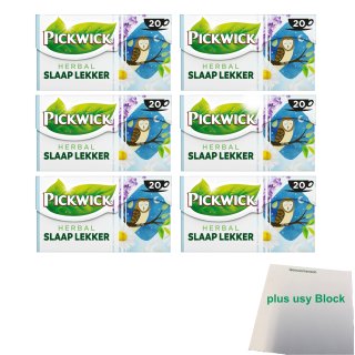 Pickwick Herbal Slaap Lekker 6er Pack (Schlaf gut Kräutertee 6x 20x2g) + usy Block
