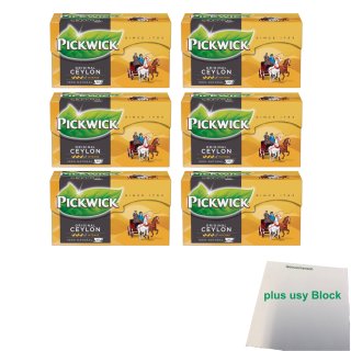 Pickwick Original Ceylon, Schwarztee 6er Pack (6x 20x2g Teebeutel) + usy Block