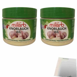 Milerb Knoblauch Kräuterzubereitung 2er Pack (2x350g Dose) + usy Block