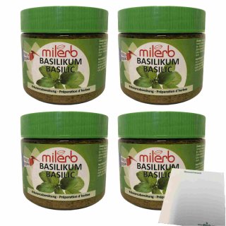 Milerb Basilikum Kräuterzubereitung 4er Pack (4x350g Dose) + usy Block