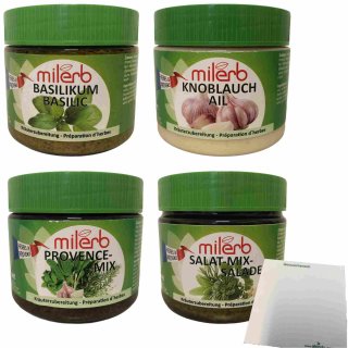Milerb Kräuterzubereitung Testpaket (4x350g Dose) + usy Block