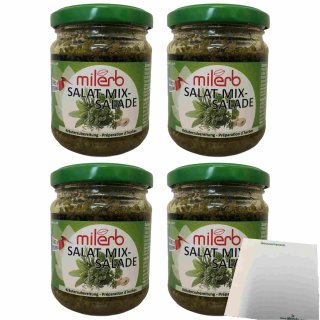 Milerb Salat Mix Kräuterzubereitung 4er Pack (4x200g Glas) + usy Block