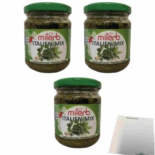 Milerb Italien Mix Kräuterzubereitung 3er Pack (3x200g Glas) + usy Block