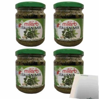 Milerb Italien Mix Kräuterzubereitung 4er Pack (4x200g Glas) + usy Block