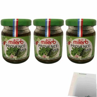 Milerb Provence Mix Kräuterzubereitung 3er Pack (3x50g Glas) + usy Block