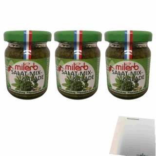 Milerb Salat Mix Kräuterzubereitung 3er Pack (3x50g Glas) + usy Block