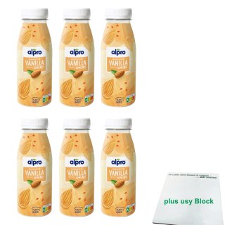 Alpro Vanille-Drink mit Almond 6er Pack (6x 250ml Flasche) + usy Block