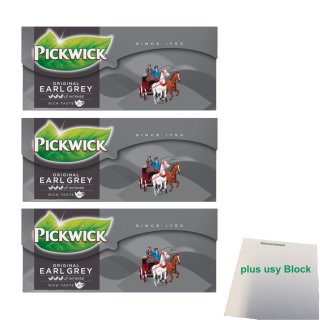 Pickwick Original Earl Grey Intense 3er Pack (3x 20x4g Teebeutel) + usy Block