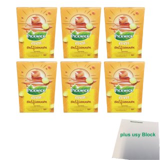 Pickwick even... entspannen Rooibos Karamel & Gember (Rotbuschtee mit Karamell & Ingwer 6er Pack, 6x 15x1,5g Teebeutel) + usy Block