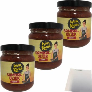 Wan Kwai Sambal Oelek rot 3er Pack (3x200g Glas) + usy Block