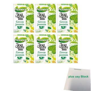 Pickwick Joy of Tea Green Jasmin 6er Pack (6x 15x1,75g Teebeutel) + usy Block
