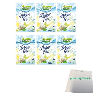 Pickwick Lekker Fris Zitrone Limette Minze 6er Pack (6x 10x2g Teebeutel) + usy Block