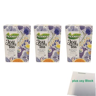 Pickwick Joy of Tea Earl Grey Citrus 3er Pack (3x 15x1,75g Teebeutel) + usy Block