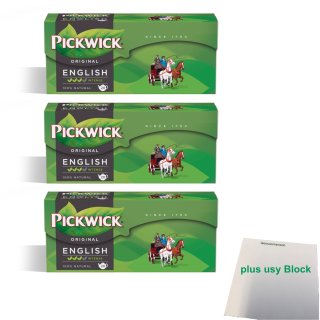 Pickwick Original English Tea Blend 3er Pack (3x 20x4g Teebeutel) + usy Block