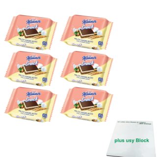Manner Snack Milch-Haselnuss Vollkornflakes 6er Pack (6x25g) + usy Block