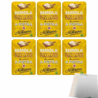 La Molisana Hartweizenmehl "Semola Di Solo Grano Italiano" 6er Pack (6x1kg Packung) + usy Block