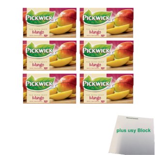 Pickwick Tea with fruit Mango 6er Pack (6x 20x1,5g Teebeutel) + usy Block
