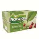 Pickwick Green Tea Cranberry Grüner Tee mit Preiselbeere 3er Pack (3x 20x1,5g Teebeutel) + usy Block