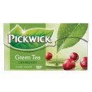 Pickwick Green Tea Cranberry Grüner Tee mit Preiselbeere 6er Pack (6x 20x1,5g Teebeutel) + usy Block