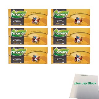 Pickwick Original Ceylon 6er Pack (Schwarztee 6x 20x4g Teebeutel) + usy Block