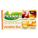 Pickwick Tea with Fruit Variation Box 6er Pack (Cherry, Tropical Fruit, Mango, Melon 6x 20x1,5g) + usy Block