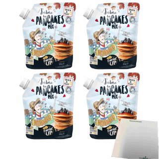 FarinUP Pancake Teigmischung 4er Pack (4x360g Quetschbeutel) + usy Block