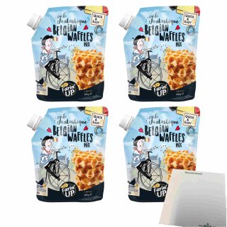 FarinUP Belgische Waffeln Teigmischung 4er Pack (4x360g Quetschbeutel) + usy Block