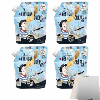 FarinUP Crepes Teigmischung 4er Pack (4x360g Quetschbeutel) + usy Block