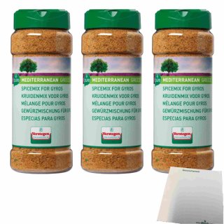 Verstegen Kruidenmix voor Gyros met Zout 3er Pack (3x300g Dose Gewürzmischung für Gyros mit Salz) + usy Block