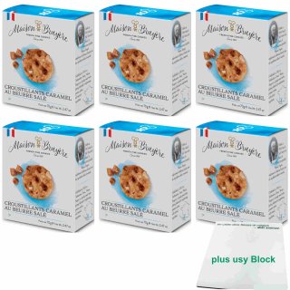 Maison Bruyere Salted Caramel Croustillants 6er Pack (6x70g Packung) + usy Block