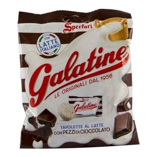 Sperlari Galatine con pezzi di cioccolato (115g Beutel Milchbonbons mit Schokostücken)