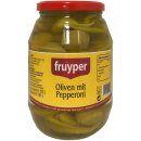 Fruyper grüne Oliven mit Stein und Pepperoni (500g Glas ATG)